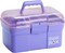 11" Plastic Box Organizer with Removable Tray – Sewing Box Organizer (Purple)